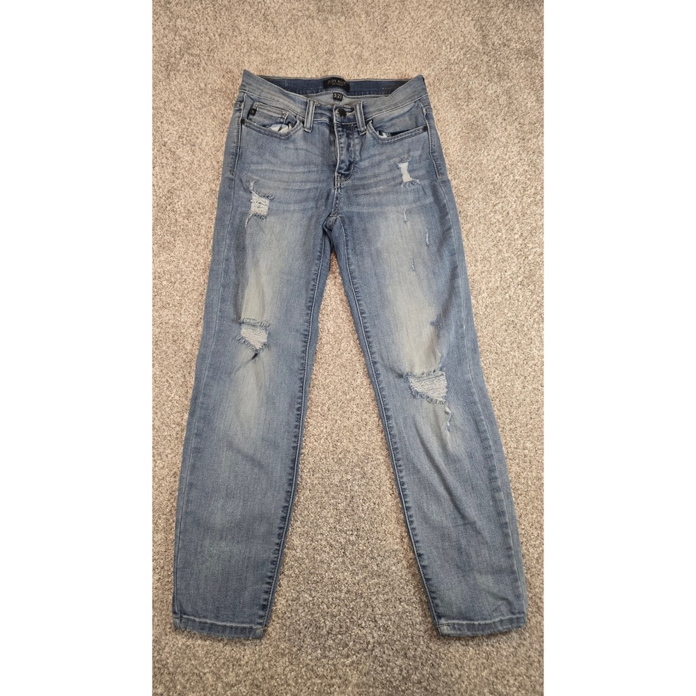 Judy Blue Los Angeles Distressed Skinny Jeans Light Wash JB8287MD Size 5/27